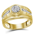 10kt Yellow Gold Men's Ribbed Cluster Diamond Ring - 1/2 Cttw product  Top View from Splendid Jewellery