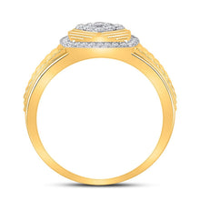 Load image into Gallery viewer, 10kt Yellow Gold Men's Ribbed Square Cluster Ring with 1/2 Ct.t.w. Round Diamonds - Splendid Jewellery - Splendid Jewellery