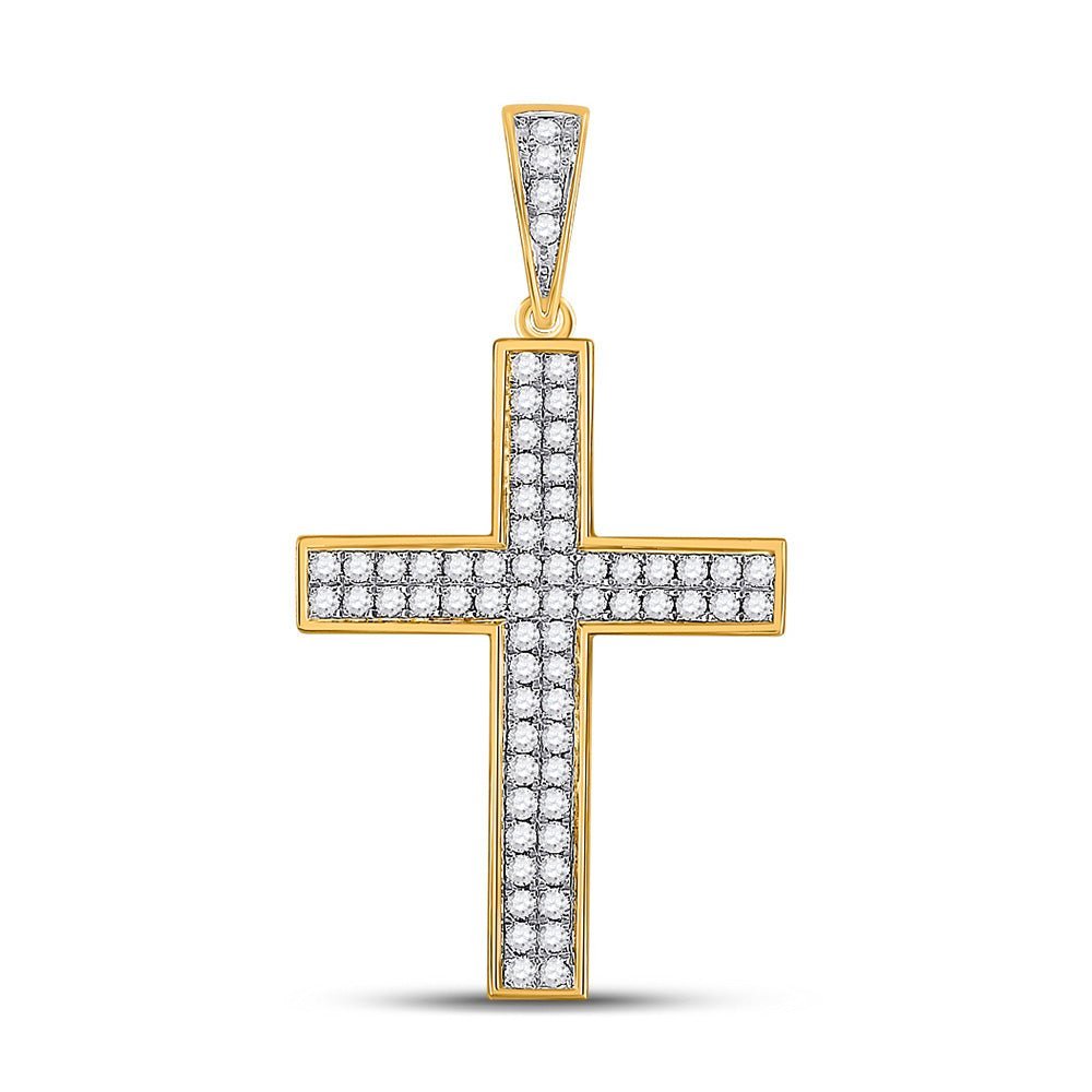 10kt Yellow Gold Men's Roman Cross Diamond Charm Pendant - 3/4 Cttw - Splendid Jewellery