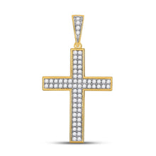 Load image into Gallery viewer, 10kt Yellow Gold Men's Roman Cross Diamond Charm Pendant - 3/4 Cttw - Splendid Jewellery