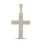 10kt Yellow Gold Men's Roman Cross Diamond Charm Pendant - 3/4 Cttw - Splendid Jewellery