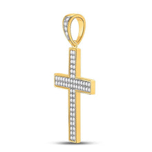 Load image into Gallery viewer, 10kt Yellow Gold Men's Roman Cross Diamond Charm Pendant - 3/4 Cttw - Splendid Jewellery