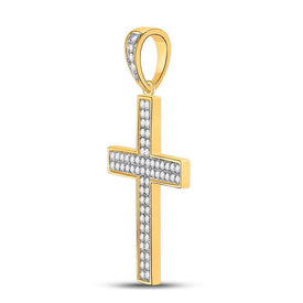 10kt Yellow Gold Men's Roman Cross Diamond Charm Pendant - 3/4 Cttw - Splendid Jewellery