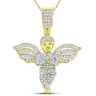 10kt Yellow Gold Men's Round Angel Diamond Charm Pendant - 3/8 Cttw - Splendid Jewellery - Splendid Jewellery