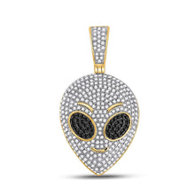 Load image into Gallery viewer, 10kt Yellow Gold Men's Round Black Diamond Alien Charm Pendant - 1 Cttw - Splendid Jewellery