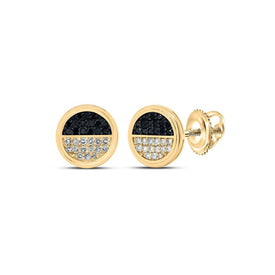 10kt Yellow Gold Men's Round Black Diamond Circle Earrings - 1/4 Cttw | Splendid Jewellery - Splendid Jewellery