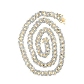 10kt Yellow Gold Men's Round Diamond 20 - inch Cuban Link Chain Necklace - Exquisite Brilliance - Splendid Jewellery