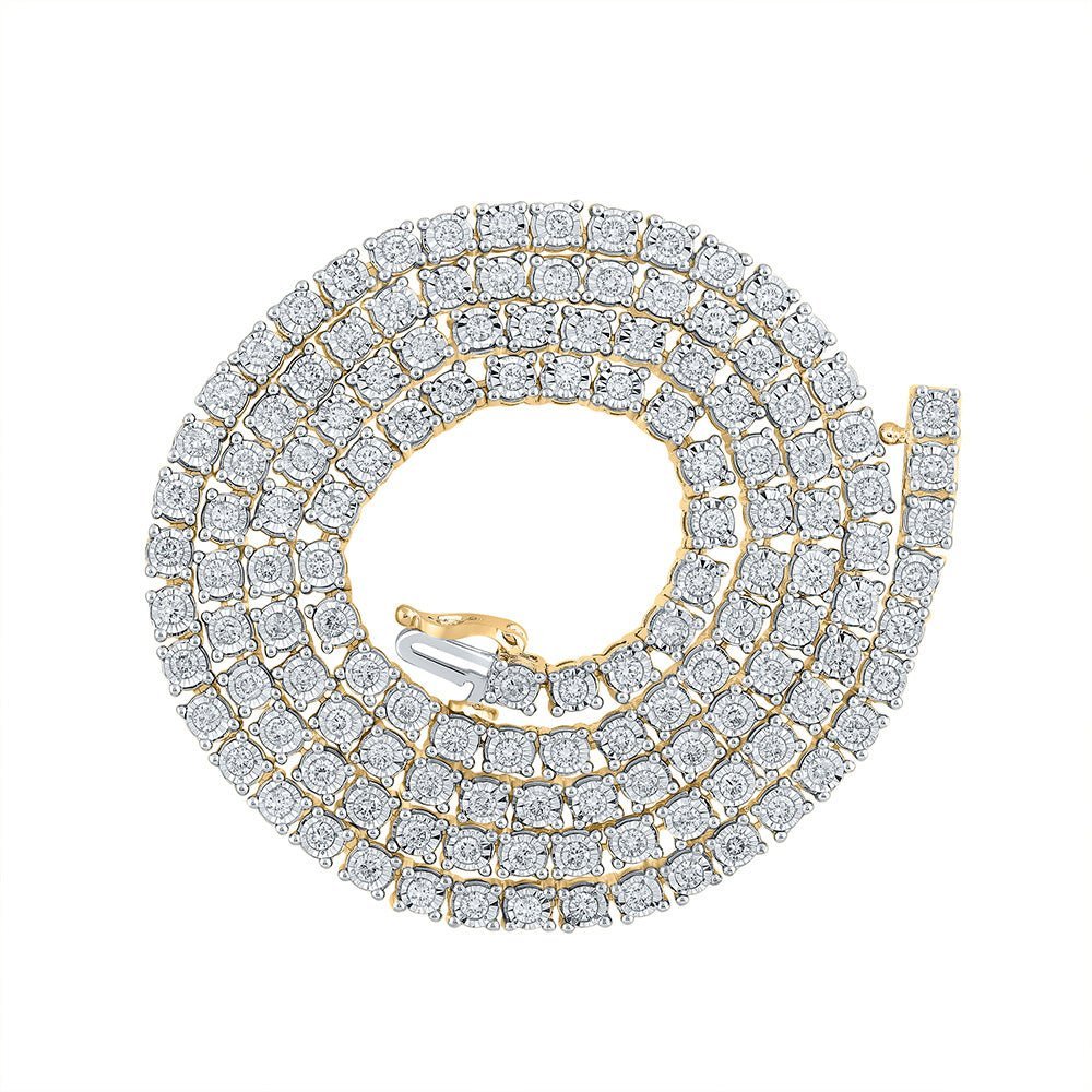 10kt Yellow Gold Men's Round Diamond 20 - inch Link Chain Necklace - Exquisite Brilliance - Splendid Jewellery