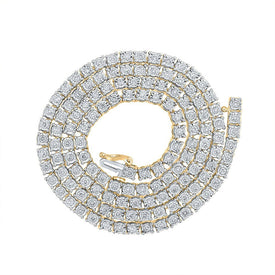 10kt Yellow Gold Men's Round Diamond 20 - inch Link Chain Necklace - Exquisite Brilliance - Splendid Jewellery