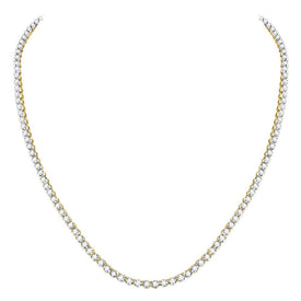 10kt Yellow Gold Men's Round Diamond 20-inch Single Row Link Chain Necklace - 9 Cttw - Second Side View