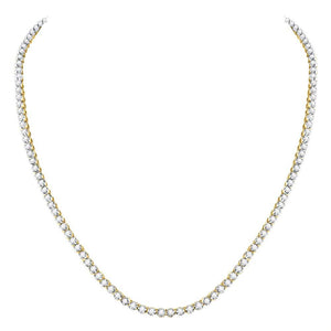 10kt Yellow Gold Men's Round Diamond 20 - inch Single Row Link Chain Necklace - 9 Cttw - Splendid Jewellery