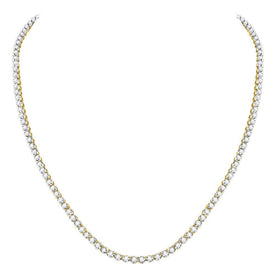 10kt Yellow Gold Men's Round Diamond 20-inch Single Row Link Chain Necklace - 9 Cttw - Top View