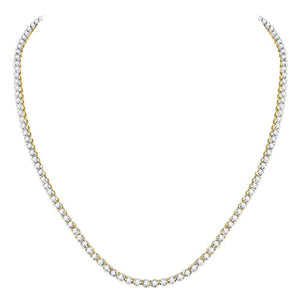 10kt Yellow Gold Men's Round Diamond 20 - inch Single Row Link Chain Necklace - 9 Cttw - Splendid Jewellery