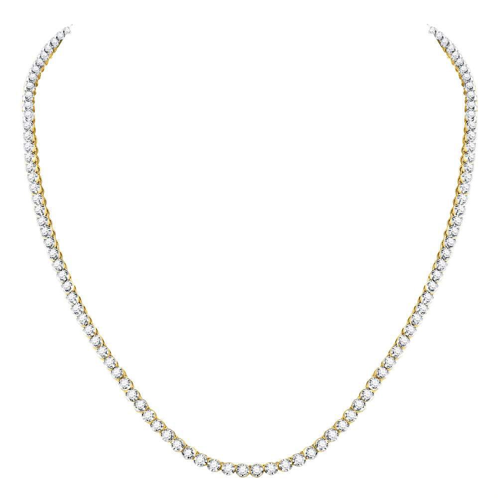 10kt Yellow Gold Men's Round Diamond 20 - inch Single Row Link Chain Necklace - 9 Cttw - Splendid Jewellery