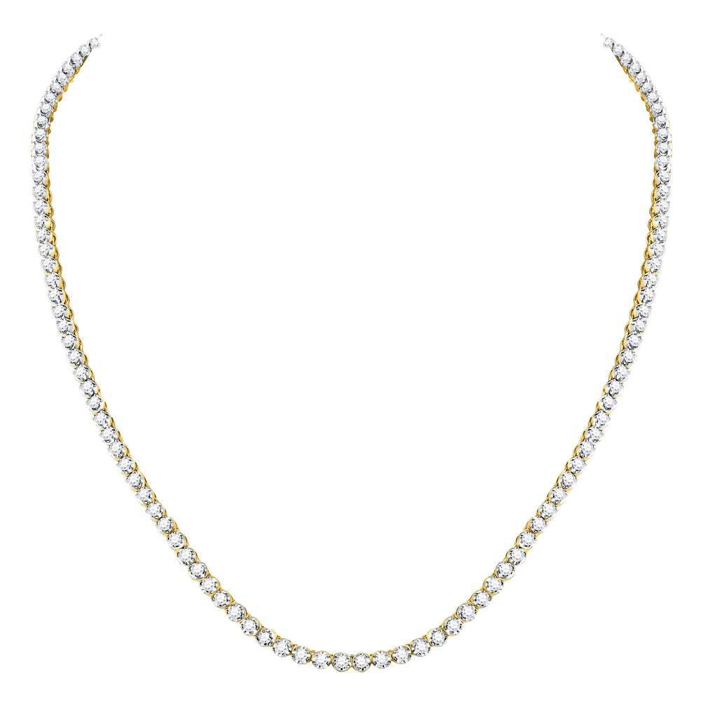 10kt Yellow Gold Men's Round Diamond 20 - inch Single Row Link Chain Necklace - 9 Cttw - Splendid Jewellery