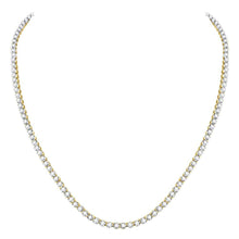 Load image into Gallery viewer, 10kt Yellow Gold Men's Round Diamond 20 - inch Single Row Link Chain Necklace - 9 Cttw - Splendid Jewellery