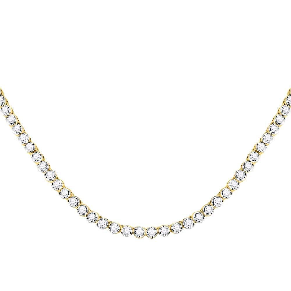10kt Yellow Gold Men's Round Diamond 20 - inch Single Row Link Chain Necklace - 9 Cttw - Splendid Jewellery