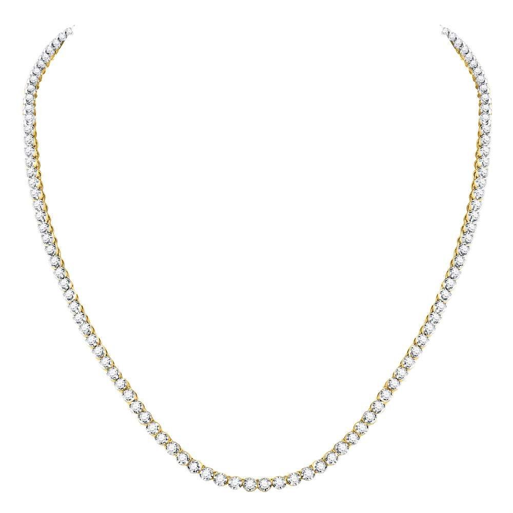 10kt Yellow Gold Men's Round Diamond 20 - inch Single Row Link Chain Necklace - 9 Cttw - Splendid Jewellery
