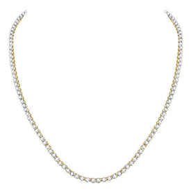 10kt Yellow Gold Men's Round Diamond 20 - inch Single Row Link Chain Necklace - 9 Cttw - Splendid Jewellery
