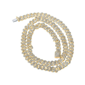 10kt Yellow Gold Men's Round Diamond 22 - inch Cuban Link Chain Necklace - Exquisite Brilliance - Splendid Jewellery