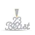 10kt Yellow Gold Men's Round Diamond 23 Beast Charm Pendant - 1 Cttw | Splendid Jewellery - Splendid Jewellery
