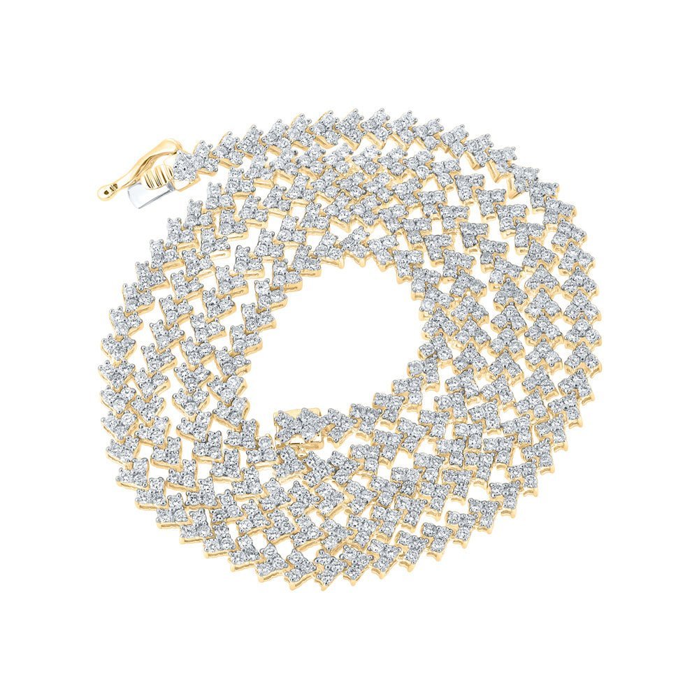 10kt Yellow Gold Men's Round Diamond 24 - inch Link Chain Necklace - 8 Cttw | Luxurious Brilliance - Splendid Jewellery