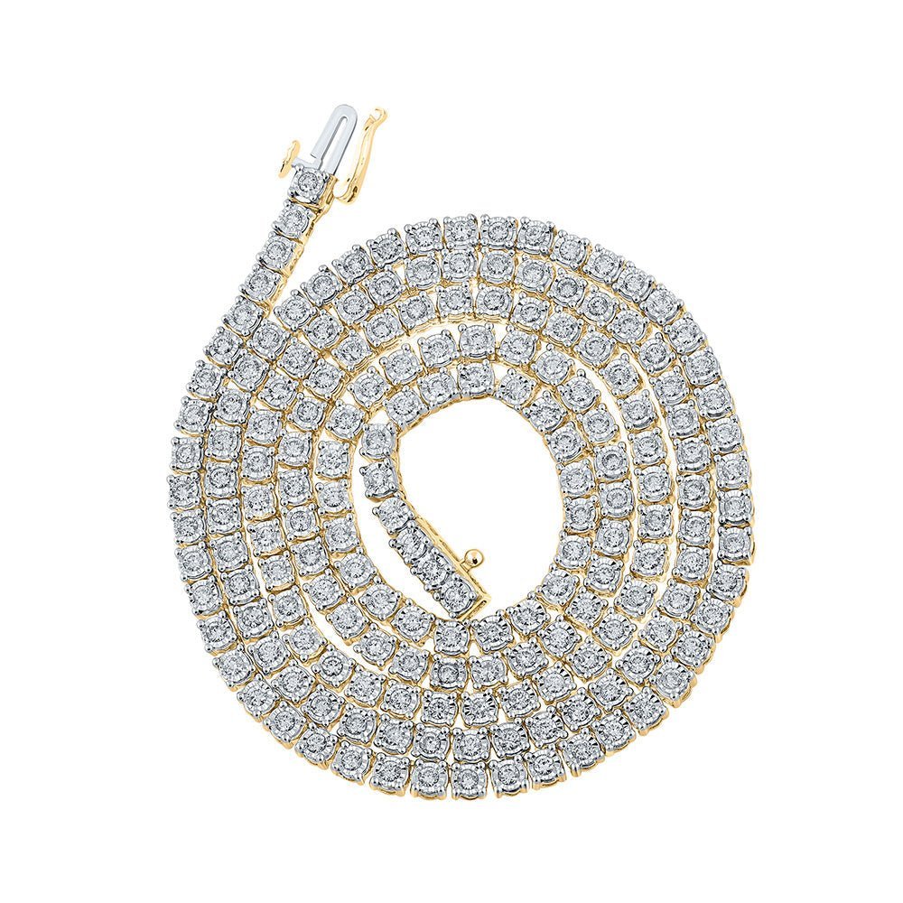 10kt Yellow Gold Men's Round Diamond 24 - inch Link Chain Necklace - Exquisite Brilliance - Splendid Jewellery