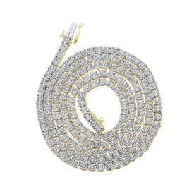10kt Yellow Gold Men's Round Diamond 24 - inch Link Chain Necklace - Exquisite Brilliance - Splendid Jewellery