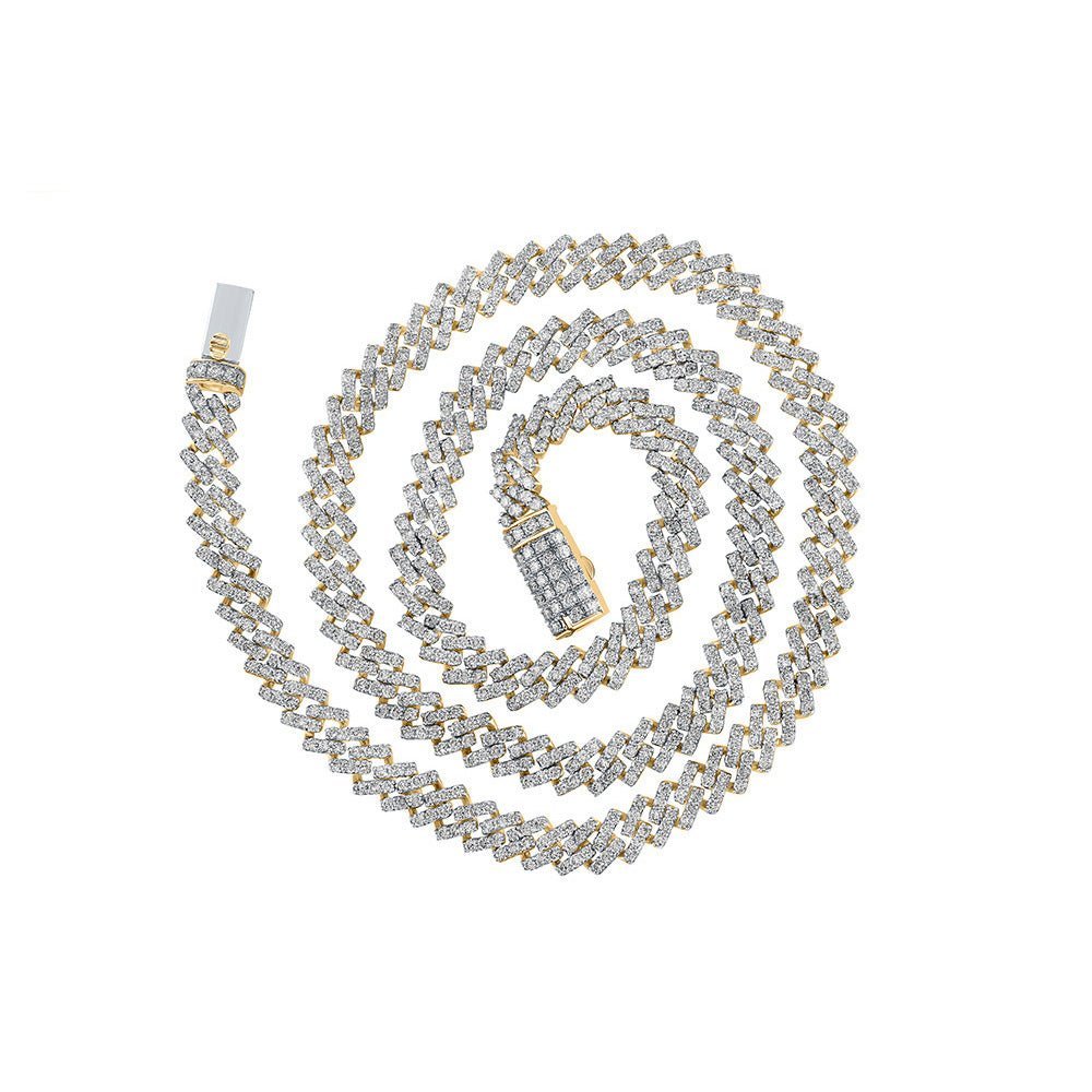 10kt Yellow Gold Men's Round Diamond 24 - inch Link Chain Necklace - Exquisite Brilliance - Splendid Jewellery