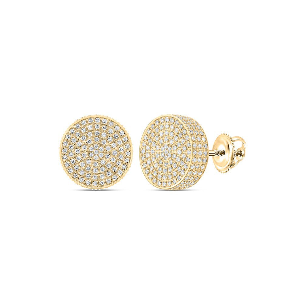 10kt Yellow Gold Men's Round Diamond 3D Circle Earrings - Captivating Brilliance - Splendid Jewellery