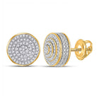 10kt Yellow Gold Men's Round Diamond 3D Disk Circle Earrings 1/4 Cttw | Dazzling Gems - Splendid Jewellery