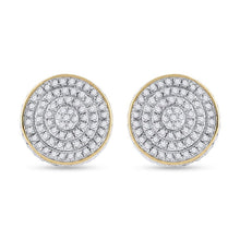 Load image into Gallery viewer, 10kt Yellow Gold Men's Round Diamond 3D Disk Circle Earrings - Captivating Brilliance - Splendid Jewellery