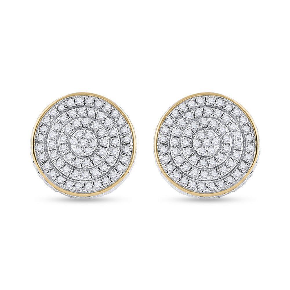 10kt Yellow Gold Men's Round Diamond 3D Disk Circle Earrings - Captivating Brilliance - Splendid Jewellery