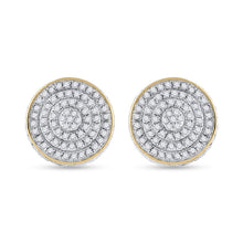Load image into Gallery viewer, 10kt Yellow Gold Men's Round Diamond 3D Disk Circle Earrings - Captivating Brilliance - Splendid Jewellery