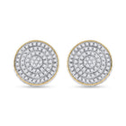 10kt Yellow Gold Men's Round Diamond 3D Disk Circle Earrings - Captivating Brilliance - Splendid Jewellery