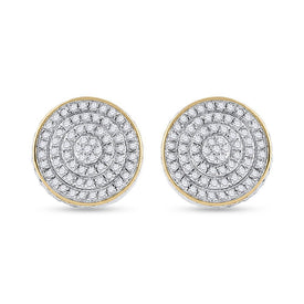 10kt Yellow Gold Men's Round Diamond 3D Disk Circle Earrings - Captivating Brilliance - Splendid Jewellery