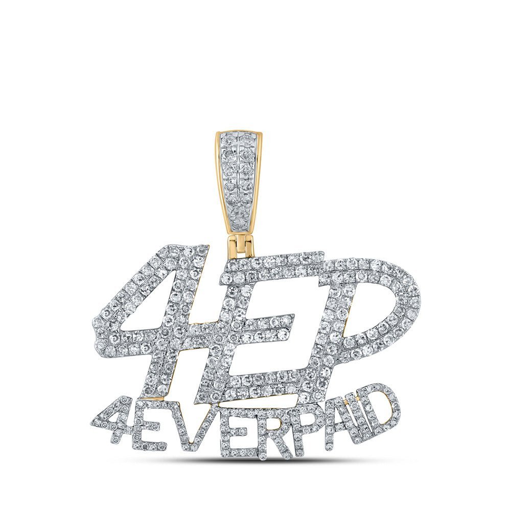 10kt Yellow Gold Men's Round Diamond 4 Ever Paid Charm Pendant - 1 - 3/4 Cttw | Splendid Jewellery - Splendid Jewellery