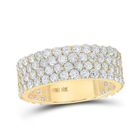 10kt Yellow Gold Men's Round Diamond 4 - Row Band Ring - A Dazzling Statement of Elegance - Splendid Jewellery