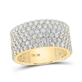 10kt Yellow Gold Men's Round Diamond 6 - Row Pave Band Ring - Exquisite Brilliance - Splendid Jewellery