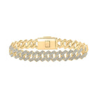 10kt Yellow Gold Men's Round Diamond 8.5 - inch Square Cuban Link Bracelet - 10 - 1/2 Carat Total Weight - Splendid Jewellery