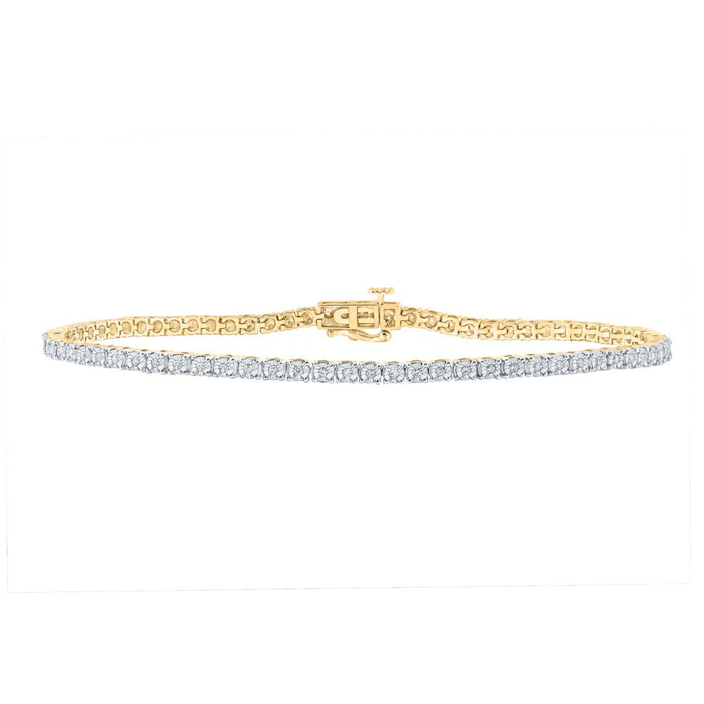 10kt Yellow Gold Men's Round Diamond 9 - inch Single Row Link Bracelet 1/2 Cttw - Exquisite Elegance - Splendid Jewellery