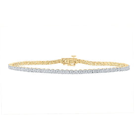 10kt Yellow Gold Men's Round Diamond 9 - inch Single Row Link Bracelet 1/2 Cttw - Exquisite Elegance - Splendid Jewellery