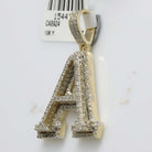 10kt Yellow Gold Men's Round Diamond A Initial Letter Charm Pendant - 1 - 3/4 Cttw | Splendid Jewellery - Splendid Jewellery