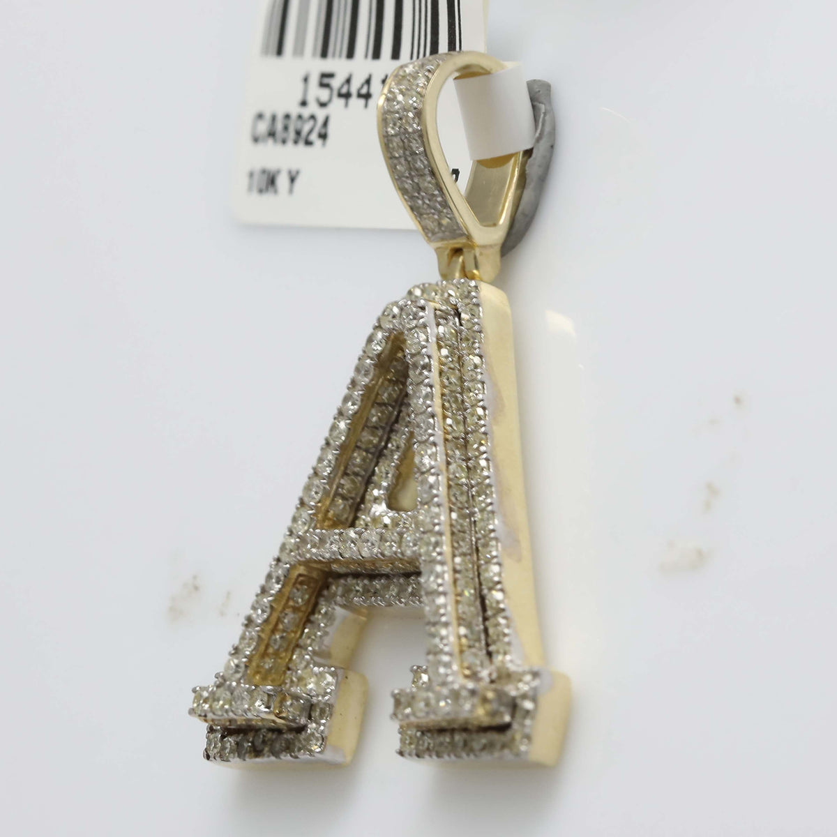10kt Yellow Gold Men's Round Diamond A Initial Letter Charm Pendant - 1 - 3/4 Cttw | Splendid Jewellery - Splendid Jewellery