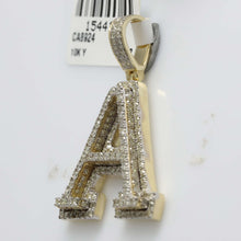 Load image into Gallery viewer, 10kt Yellow Gold Men's Round Diamond A Initial Letter Charm Pendant - 1 - 3/4 Cttw | Splendid Jewellery - Splendid Jewellery