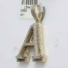 10kt Yellow Gold Men's Round Diamond A Initial Letter Charm Pendant - 1 - 3/4 Cttw | Splendid Jewellery - Splendid Jewellery