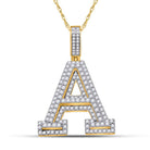 10kt Yellow Gold Men's Round Diamond A Initial Letter Charm Pendant - 1 - 3/4 Cttw | Splendid Jewellery - Splendid Jewellery