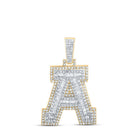 10kt Yellow Gold Men's Round Diamond A Initial Letter Charm Pendant - 7/8 Cttw - Splendid Jewellery - Splendid Jewellery