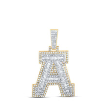 Load image into Gallery viewer, 10kt Yellow Gold Men's Round Diamond A Initial Letter Charm Pendant - 7/8 Cttw - Splendid Jewellery - Splendid Jewellery