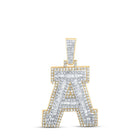 10kt Yellow Gold Men's Round Diamond A Initial Letter Charm Pendant - 7/8 Cttw - Splendid Jewellery - Splendid Jewellery